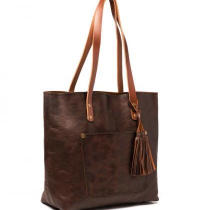 Classic Leather Tote Coffee Brown