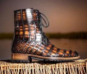 Black and White Embroidered Ankle Boots with Crystal Detail by Alligator Warehouse main image 0