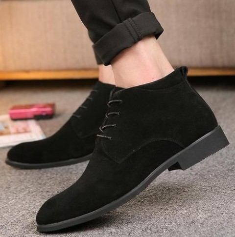 New Black Suede Derby Fashion Shoes 