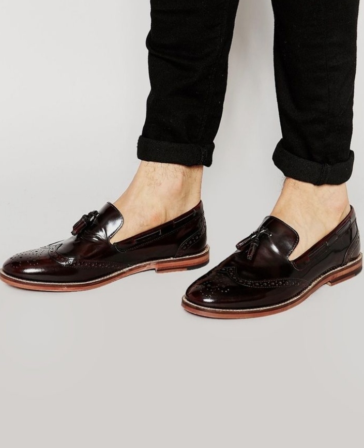 Wingtip Tassels Loafers Leather Shoes 