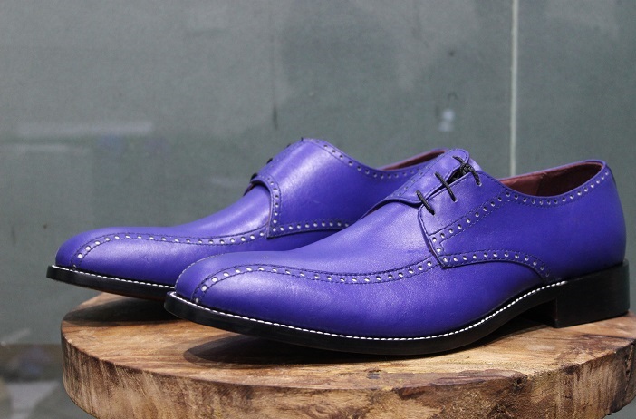 Mens Handmade Stylish Formal Purple Leather Side Laces Dress & Casual ...