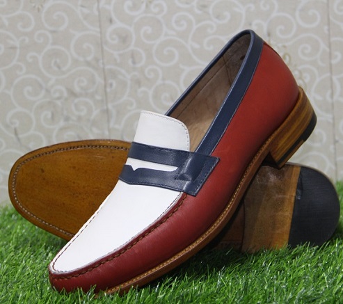 New Mens Formal Handmade Shoes Multi Colored Leather Loafers & Slip On ...