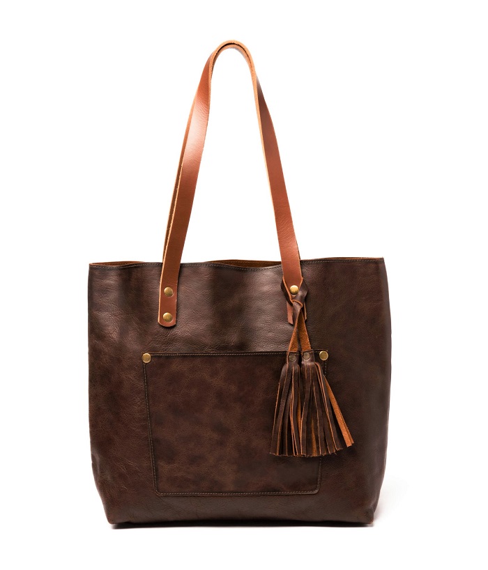 CLASSIC LEATHER TOTE COFFEE BROWN