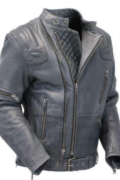 Cruiser Vented Leather Jacket, Handmade Biker Leather Jacket