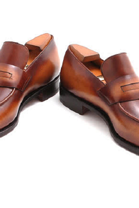 Handmade Men Brown Leather Moccasins Shoes, Men Brown Leather Shoes