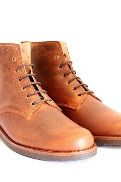 Leather Handmade Casual Elegant Boots & Shoes for Men Brown Vintage High Quality Motorcycle Cafe Racer