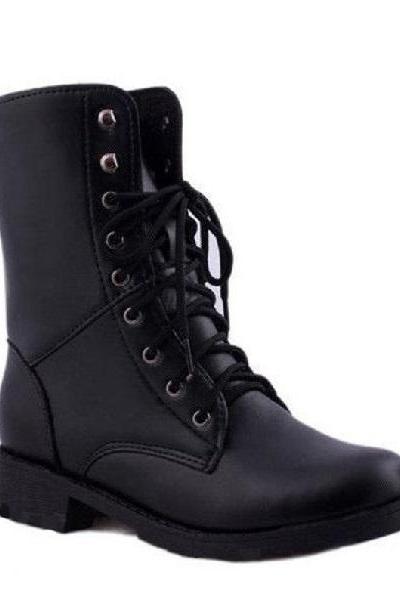 men's black genuine leather long ankle high boots men's long military boots long leather combat boots men's Army marching