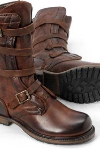 Brown Leather TANKER Boots.