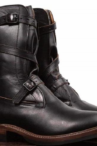 Handmade Black Leather TANKER Boots.