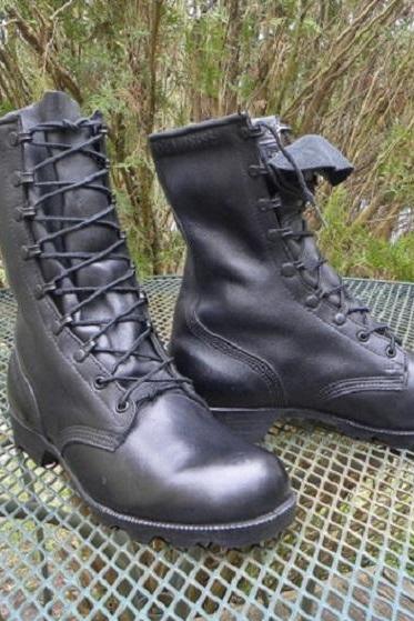 hANDMADE Vintage Military Issued Black Leather Boots-NEW