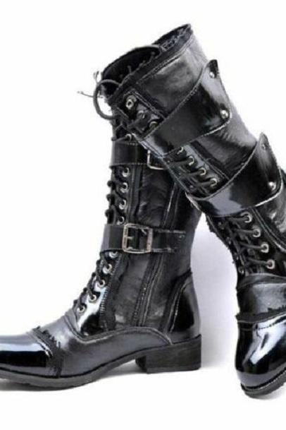 Handmade Men American Luxury Brogues Black Leather Dress Shoes, Boot