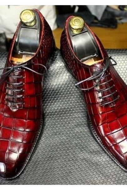 New Men’s Handmade Special Pair of Crocodile Leather Shoes