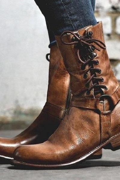 Handmade men tan side zipper boots, men ring style combat boots