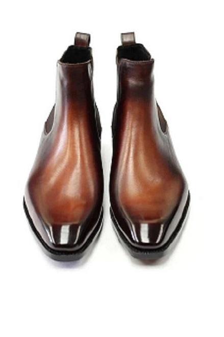 Handmade Genuine Leather Patina Chelsea Boots For Men&amp;amp;#039;s