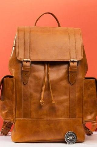 Handmade Leather Rust Manhattan Backpack Bag, Leather Bags