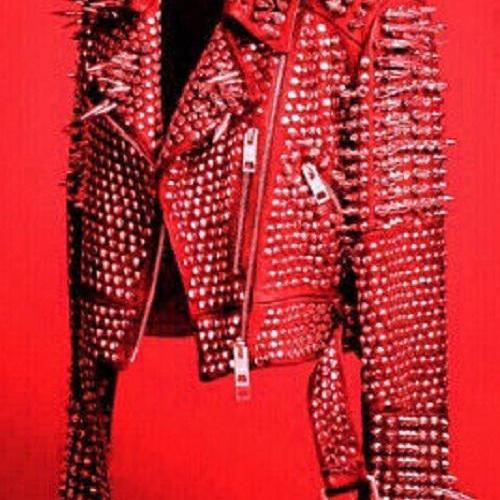 New Mens Full Red Punk Silver Long Spiked Studded Leather Brando Jacket ...