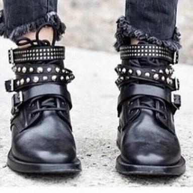 New Designer Unique Studded Multiple Straps Leather Boots, ankle boots men shoes