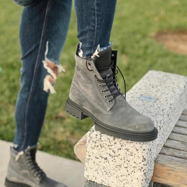 Handmade Men Gray Suede Lace Boots, Mens Suede Ankle Boots, Mens Fashion Boot, Men Black Lace up Boot