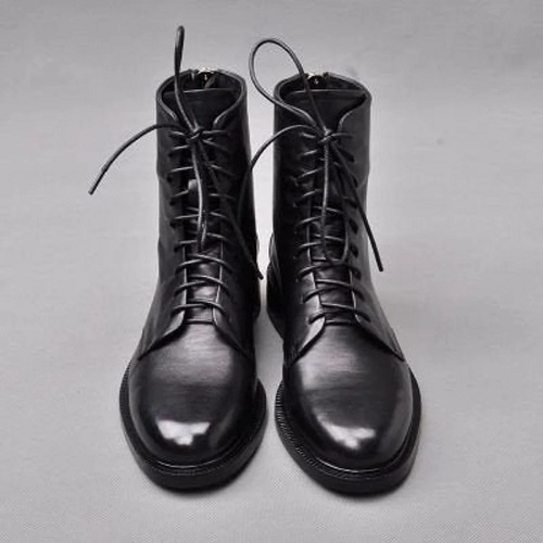 Fashionable Military Black Lace Up Real Leather Men High Ankle Boots