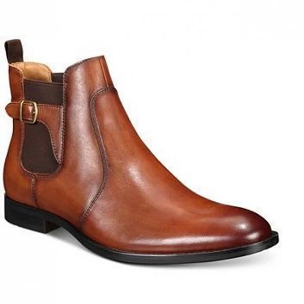 Men's genuine leather adorable tan brown ankle high Chelsea boots long boots