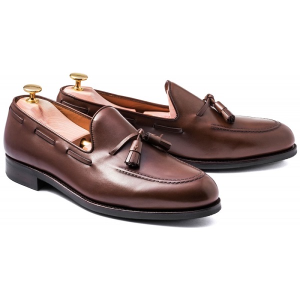 Loafer Style Brown Color Tassel Pointed Toe Slip On Men Leather Shoes ...