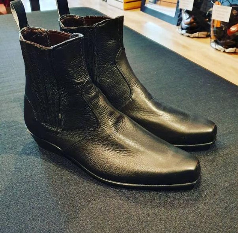New Handmade Pure Leather Black Chelsea Boots For Men's on Luulla