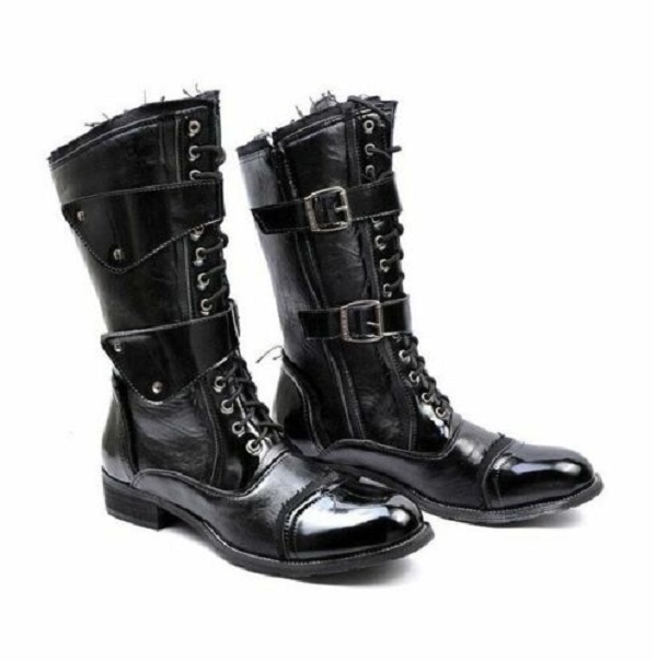 New Designer Unique Straps LaceUp High Boots With Cap Toe, High Boots ...