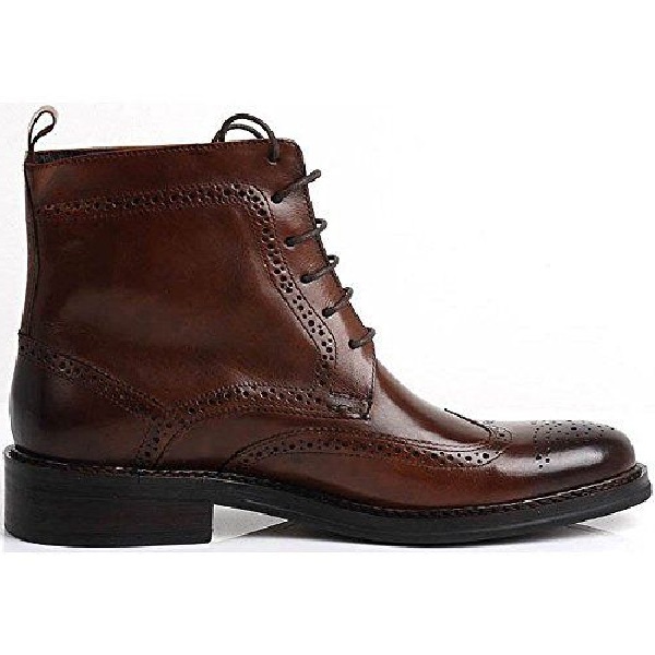 Handmade Men Brown Wingtip Brogue Ankle Dress Leather Boot Men Leather