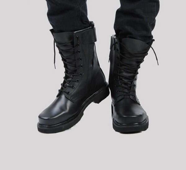 Customize Handmade Men Military Black Real Leather Lace Up Combat High ...