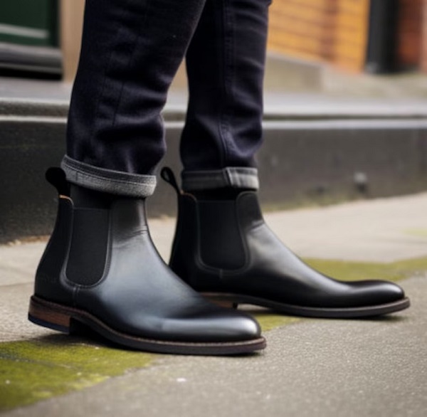 Men's Handmade Black Leather Chelsea Boot , Men's Dress Up Offical Wear ...